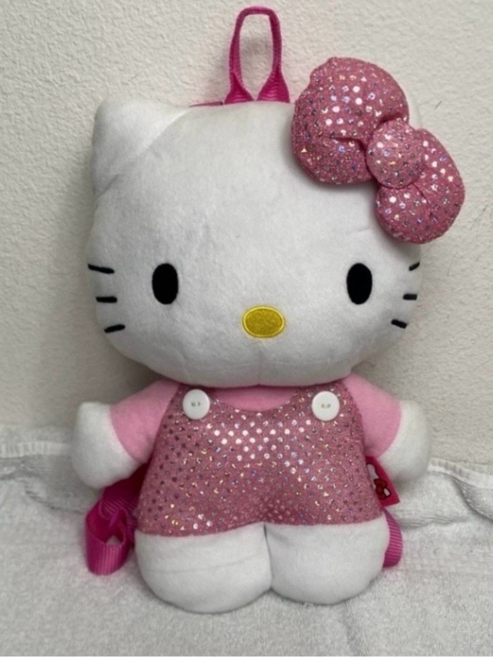 Hello Kitty Girls Pink Sparkle 15" Plush Backpack Cute Kawaii Streetwear Girly